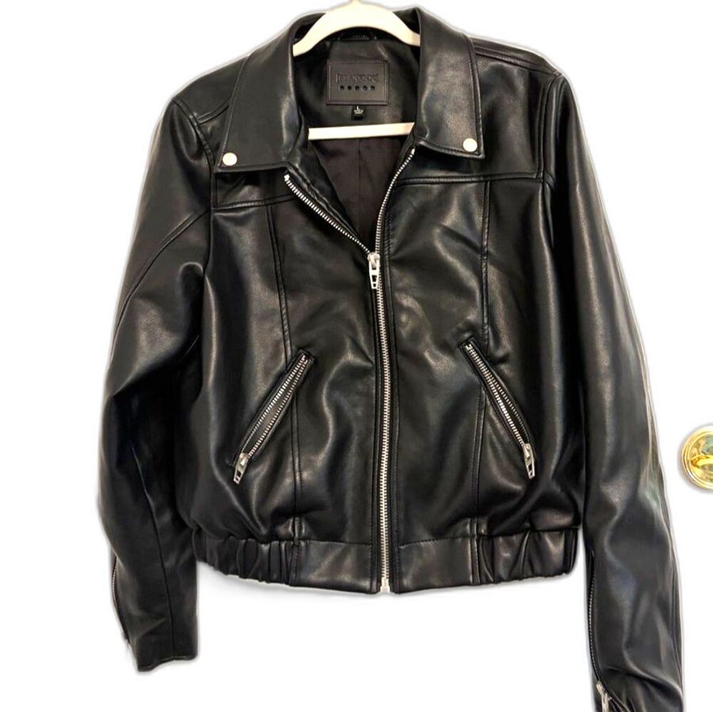 Blank NYC Black Women's Faux Leather Jacket Size‎ L